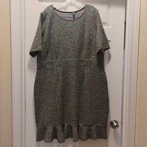 Eileen Fisher Plus Size Knit Tweed Dress with Ruffle Hem Elegant Style Size 1X